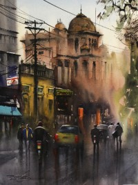 Sarfraz Musawir, 11 x 15 Inch, Watercolor on Paper, Cityscape Painting, AC-SAR-141